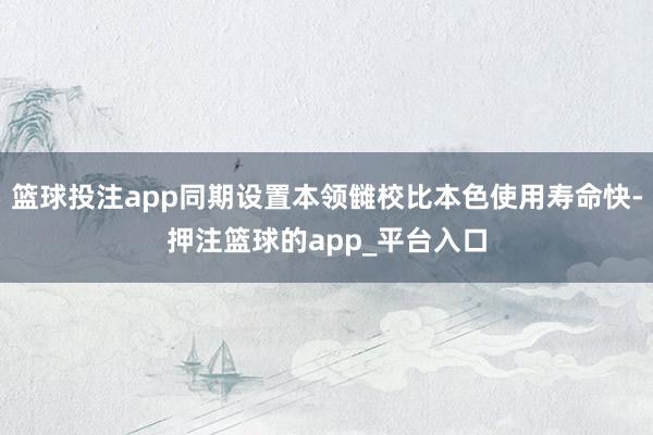 篮球投注app同期设置本领雠校比本色使用寿命快-押注篮球的app_平台入口