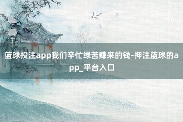 篮球投注app我们辛忙绿苦赚来的钱-押注篮球的app_平台入口