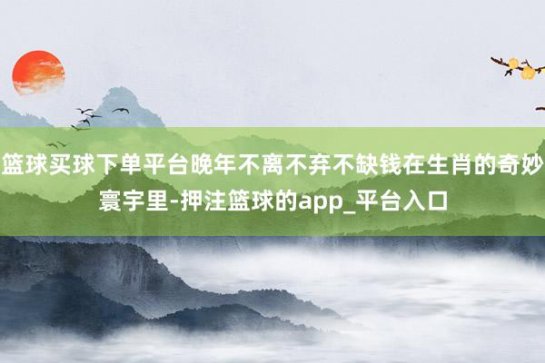 篮球买球下单平台晚年不离不弃不缺钱在生肖的奇妙寰宇里-押注篮